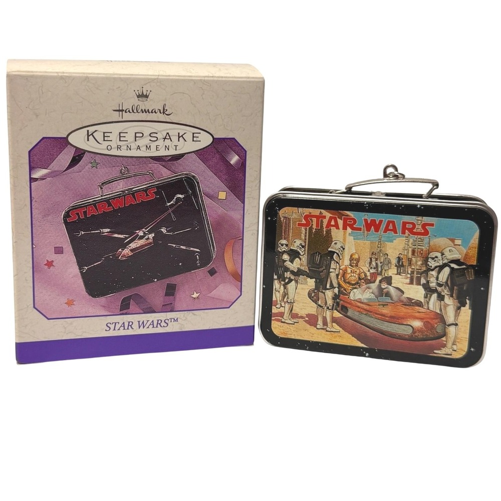 Hallmark Keepsake Ornament 1998 Star Wars Miniature Pressed Tin Lunch Box Retro